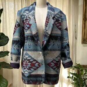 Southwestern Wool Blend Boho Jacket Vintage Coldwater Creek, M